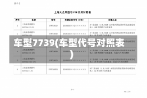 车型7739(车型代号对照表)