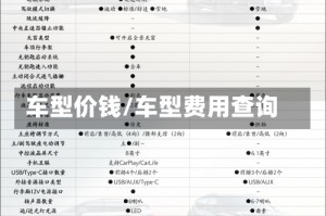 车型价钱/车型费用查询