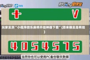 玩家实测“小程序微乐麻将开挂神器下载”(原来确实是有挂)