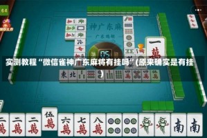 实测教程“微信雀神广东麻将有挂吗”(原来确实是有挂)