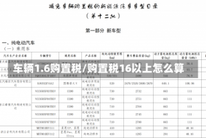 车辆1.6购置税/购置税16以上怎么算