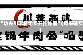 分享实测“功夫川麻将免费开挂神器”(原来确实是有挂)